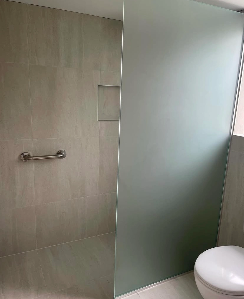 Frosted glass shower panel for privacy — gallery shower frosted panel