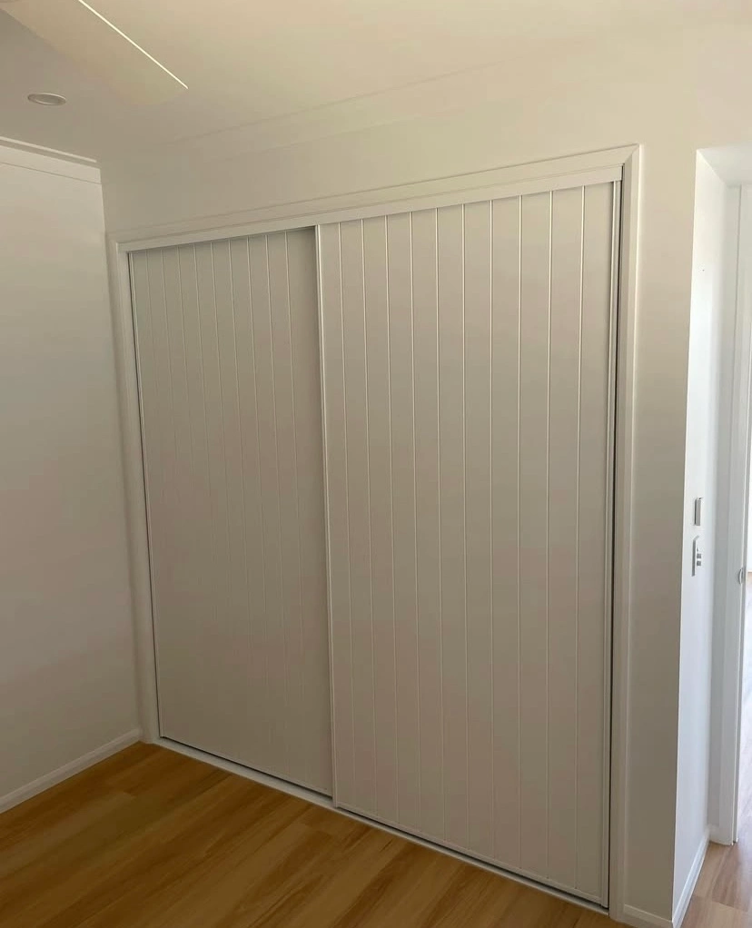 Grey vinyl sliding wardrobe doors — gallery wardrobe vinyl grey